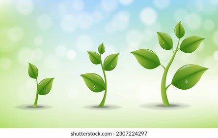 Sprout Verde Con Fondo Natural De La Caída Del Agua 
Con malla gradiente, iluminación vectorial