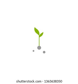  Green sprout, sprig, raw with leaves and seeds. Icon Isolated on white. Growth symbol. Ecology, agriculture, nature, healthy organic and farm fresh food logo. Vector Illustration