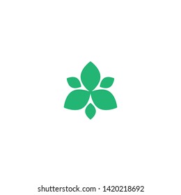 green sprout, sprig, raw with silhouette leaf. Icon Isolated on white. Logo for eco company, agriculture, nature firm, ecology, healthy organic and farm fresh food. Vector Illustration
