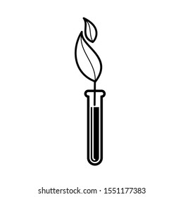 Green sprout from a test tube, vector image.