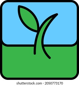 Green sprout of tree on blue background.