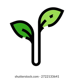 Rebento verde com duas folhas emergindo do solo em um fundo branco, simbolizando novos começos, crescimento orgânico, sustentabilidade, desenvolvimento ecológico e recuperação da natureza
