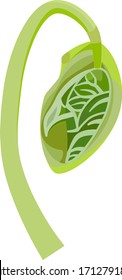 Green sprout vector illustration. The concept of life, growth, strength, movement, sustainability, flexibility. Symbol of agriculture, eco-culture, green farming. Garden design.