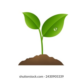 Green Sprout With White background  With Gradient Mesh, Vector Illustration