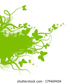green sprouts with butterflies . Vector
