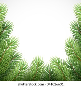 Green spruce branches like Christmas frame. Vector illustration EPS10
