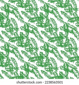 Green Spruce Needles Brush Strokes. Abstract Spruce Art Print. Minimalistic Xmas Printable Art. Christmas Seamless Pattern. Fir-tree Hand Made Brush Painting. New Year Design. Fir Branches. White