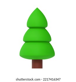 Green spruce, pine and Christmas tree icon. Holiday and camping object element isolated on white background. 3d render vector illustration