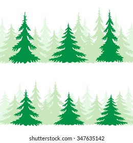 The green spruce silhouette set on the white background