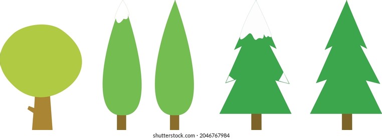 grüne Fichte und Baum mit Schnee