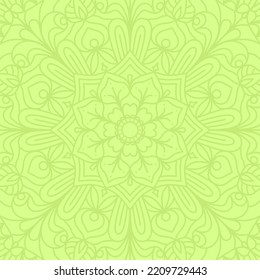 Green square background with mandala ornament.