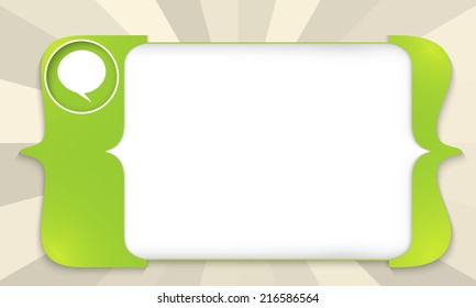 green square brackets for entering text with speech bubble