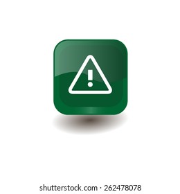 Green square button with white alert sign, vector design for website 