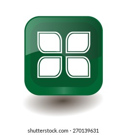 Green square button with white blog sign, vector design for website
