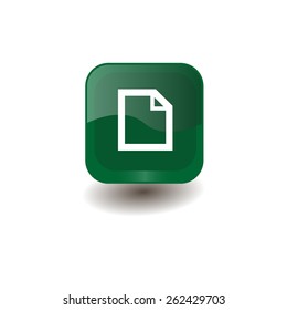 Green square button with white file sign, vector design for website 