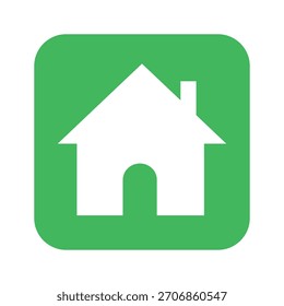 Grüner quadratischer Knopf mit weißem Haus-Symbol für Homepage-Menü