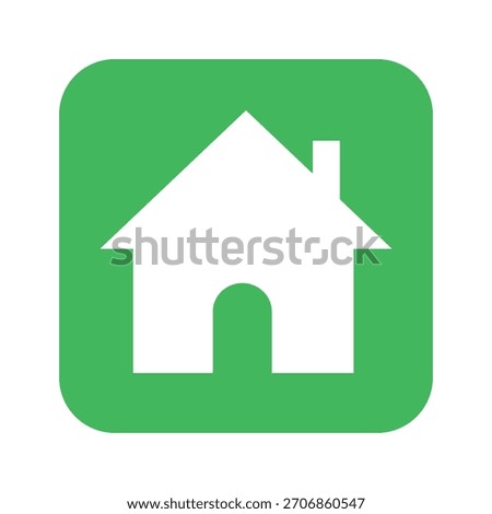 Green square button with white house icon for home page menu
