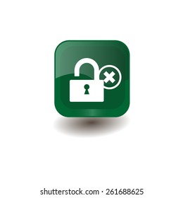 Green square button with white padlocksign, vector design for website 