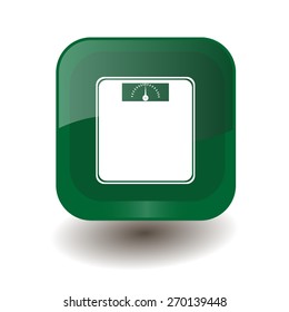 Green square button with white scales sign, vector design for website