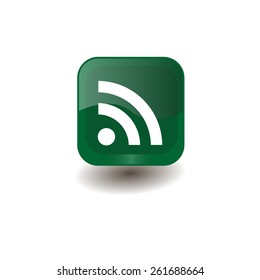 Green square button with white Wi-Fi sign, vector design for website 