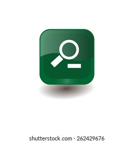 Green square button with white zoom out sign, vector design for website 