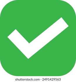 Cuadrado verde con una marca de verificación a efectos de verificación