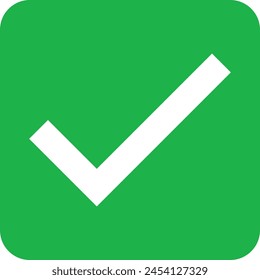 Green square checkmark icon . Green web button with check mark sign . Vector illustration