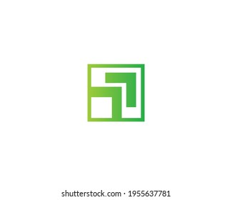 Green and square concept logo design icon