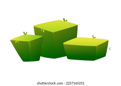 Green Square Cut Bush as Park and Landscape Element Vector Illustration