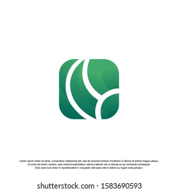 Green square eco nature element icons business logo