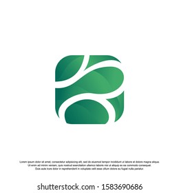 Green square eco nature element icons business logo