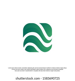 Green square eco nature element icons business logo