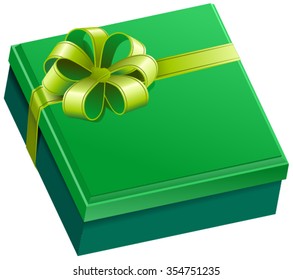 Green square gift box. Isolated illustration in vector format