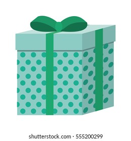 green square gift box present ribbon dots vector illustration eps 10