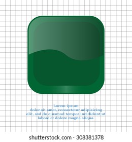 green square glossy button, vector design for website