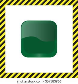 green square glossy button, vector design for website