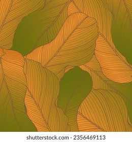 Green square gradient tropical background with banana leaves. Background for decor, wallpapers, covers, postcards and presentations.