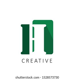 green square H logo letter with shadow design concept