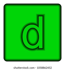 Green square icon with a symbol (d) on a white background