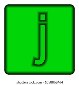 Green square icon with a symbol (j) on a white background