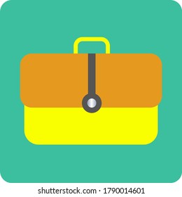 green square icon with yellow brown briefcase