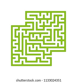 Green square labyrinth. A game for children. Simple flat vector illustration isolated on white background. With a place for your images