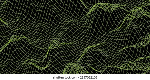 Green square line and black abstract background