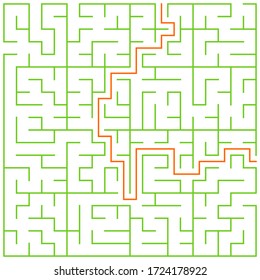 Grünes quadratisches Labyrinth (20 x 20) mit Hilfe auf weißem Hintergrund