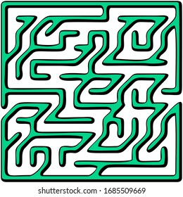 Green square maze(12x12) on a white background svg