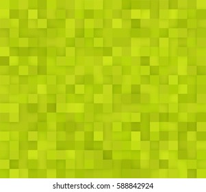 Green Square Mosaic Background. Seamless 3D Pixel Mosaic. Vintage Colorful Texture. Vector illustration.
