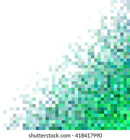 Green square mosaic vector background corner design