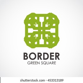 Green square of natural abstract vector and logo design or template ecology business icon of company identity symbol concept