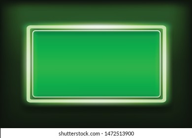 Green square neon frame, Electric light box banner