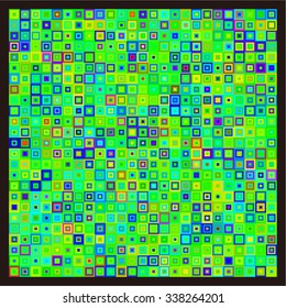 Green square pattern background. Simplistic mosaic and minimalist abstract vector wallpaper.